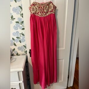 Lilly Pulitzer Vibrant Pink Dress with Gold Trim